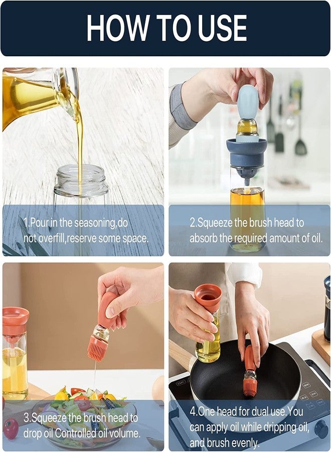 we3 Glass Kitchen Olive Oil Bottle With Silicone Brush New 2-In-1 Silicone Dropper Oil Dispenser Bottle For Kitchen Cooking Frying Bbq Pancake Baking Air Fryer_ Green_1Pcs, 350 Ml - Image 5
